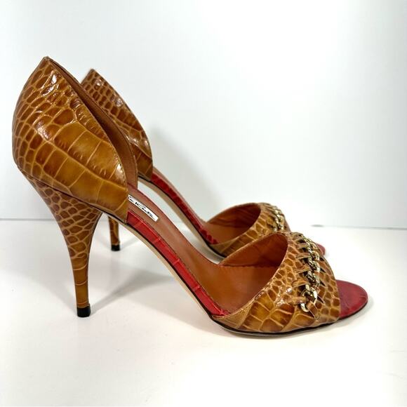 Oscar de la Renta Red and Brown Heels - Picture 13 of 14